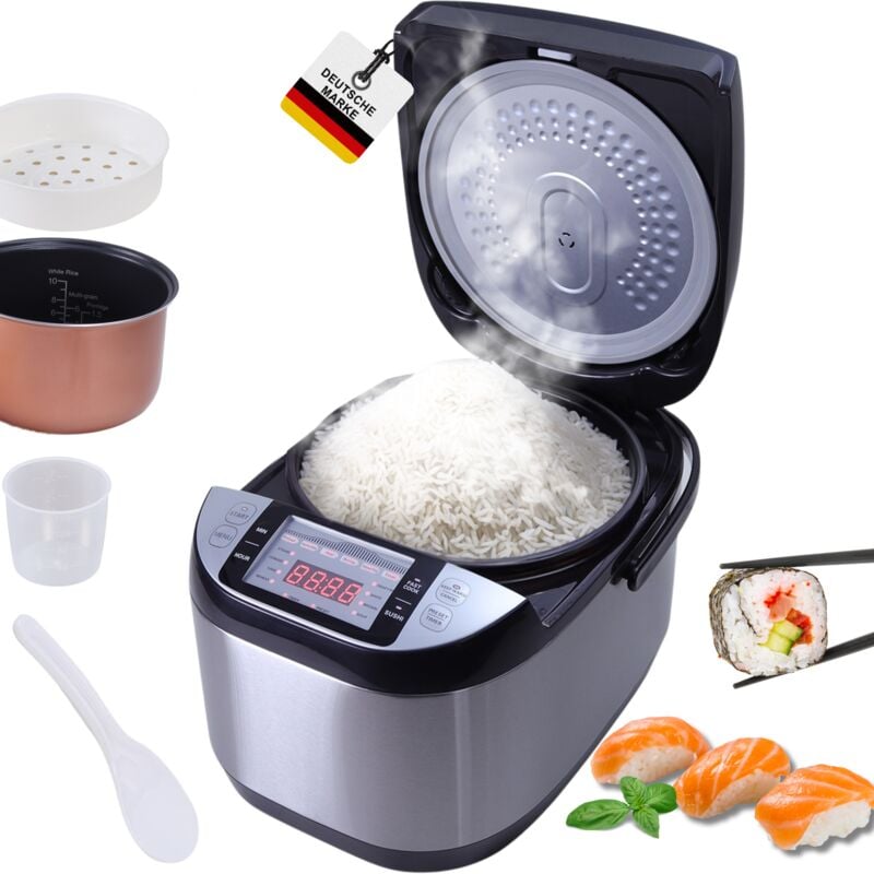 Sommertal Reiskocher RK50 5 Liter – Elektrischer Reiskocher mit 3D Heizsystem, Warmhaltefunktion & Timer – Reiskocher mit Touch Bedienung – 790W