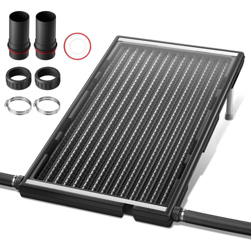 Sonnenkollektor Poolheizung Warmwasser 111x66x6 cm Pool Solarheizung mit Stützstange Heizungen Solaranlage Anschluss Ø 5 cm Warmwassersystem NAIZY