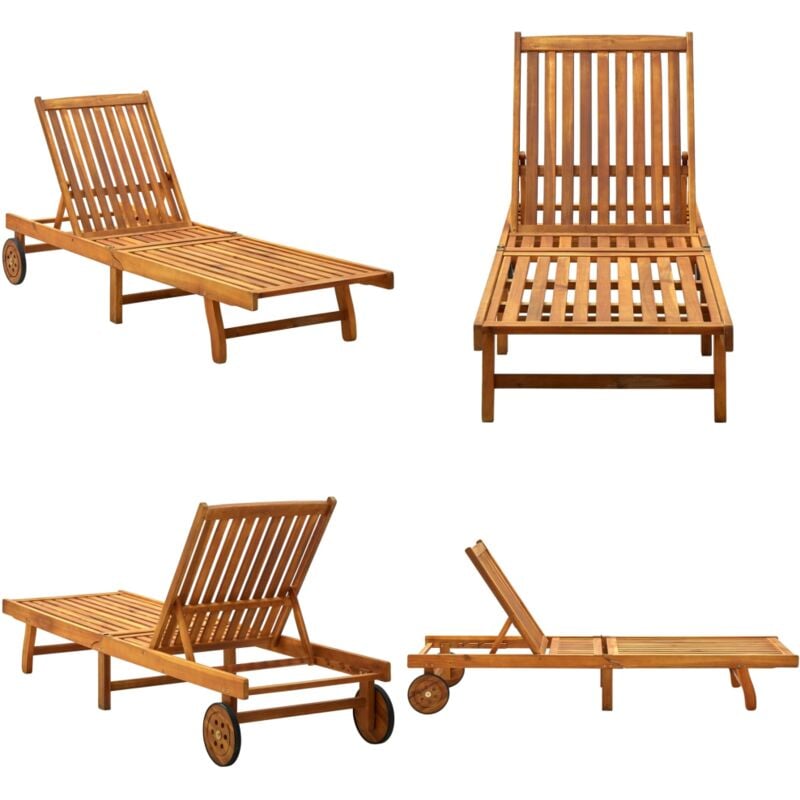 Vidaxl - Sonnenliege Akazie Massivholz - Holz Sonnenschirm - Garten Liege - Lounge Sessel - Garten Möbel - Akazienholzmöbel - Home & Living