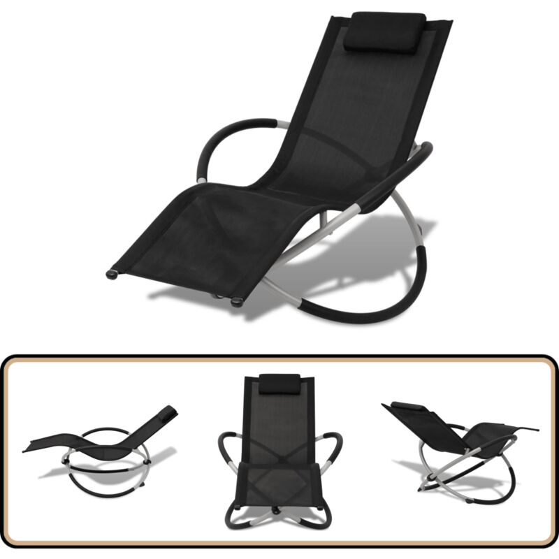 Vidaxl - Sonnenliege Geometrisch Outdoor Stahl Schwarz und Grau - Sonnenliege - Gartenliege - Outdoor Liege - Metallliege - Stahlecke