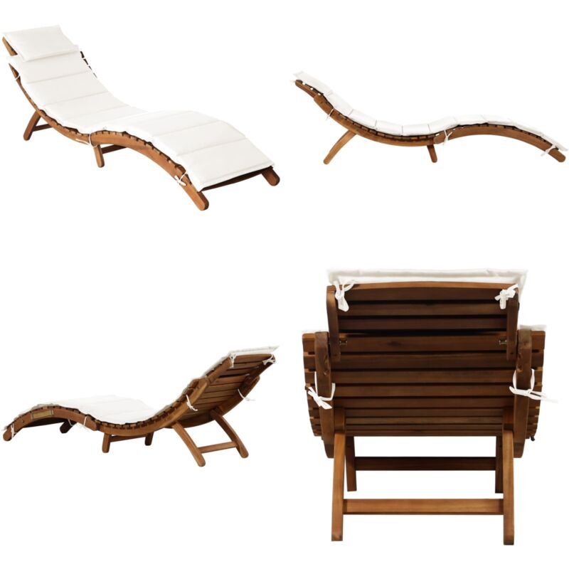 Vidaxl - Sonnenliege mit Auflage Massivholz Akazie Creme - Sonnenliege - Gartenmöbel - Holzliege - Akasie Möbel - Outdoor Möbel - Home & Living