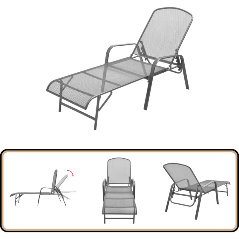 Vidaxl - Sonnenliege Stahl Anthrazit - Metallgartenmöbel - Gartensonnenliege - Lounge Chair - Gartenstuhl - Balkonmöbel