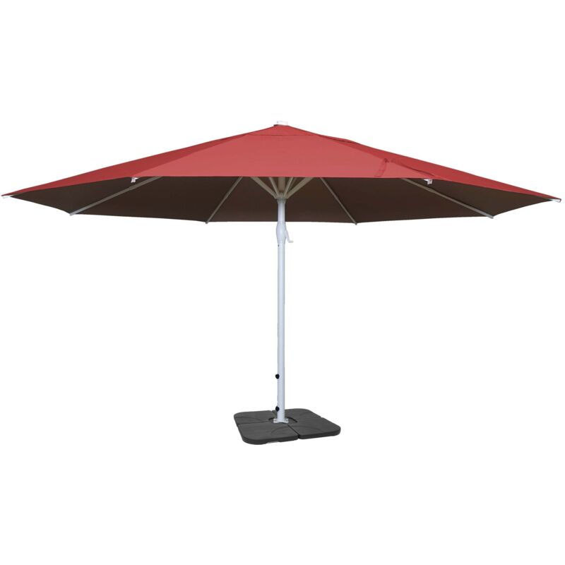 Sonnenschirm Carpi ii, Gastronomie Marktschirm, ø 5m Polyester/Alu Mast weiß 28kg rot mit Ständer