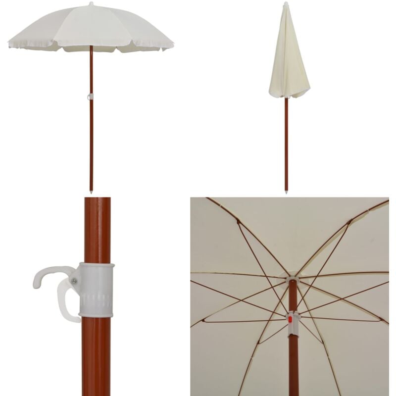 Sonnenschirm mit Stahl-Mast 180 cm Sandweiß - Sonnenschirm - Gartenmöbel - Outdoor Möbel - Strandschirm - Balkonbeschattung - Home & Living