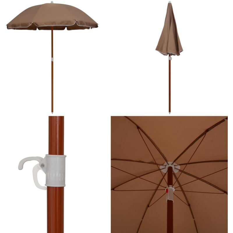 Sonnenschirm mit Stahl-Mast 180 cm Taupe - Sonnenschirm - Gartenmöbel - Balkonmöbel - Outdoor Möbel - Terrasse - Home & Living