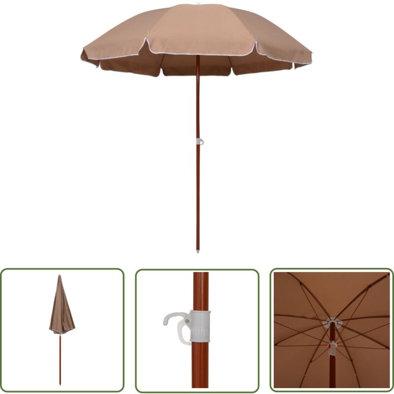 Asupermall - The Living Store Sonnenschirm mit Stahl-Mast 240 cm Taupe - Sonnenschirm - Gartenmöbel - Outdoor Möbel - Terrasse - Balkon