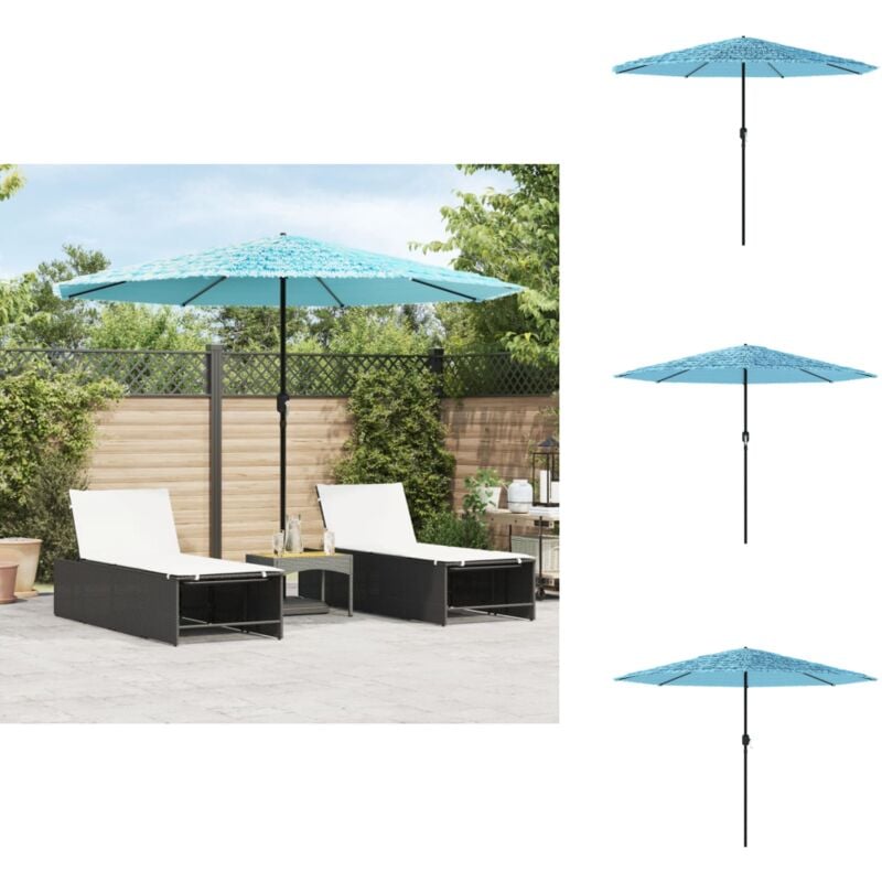 Sonnenschirm mit Stahlmast Blau 324x324x247 cm - Sonnenschirm - Gartenschirm - Balkon Sonnenschirm - Strandschirm - Sommergarten
