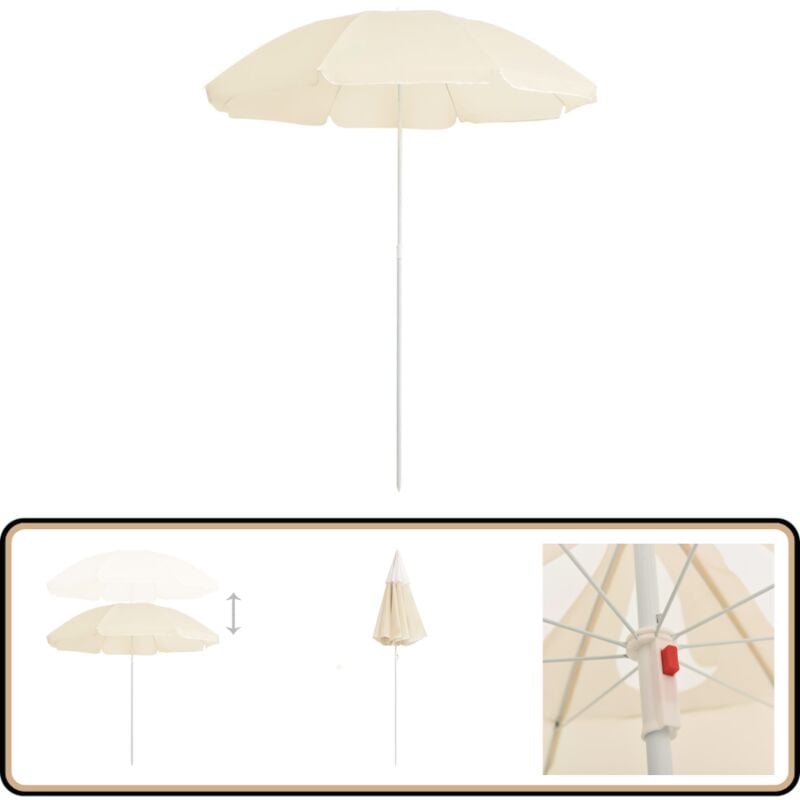 Sonnenschirm mit Stahlmast Sandfarbe 180 cm - Sonnenschirm - Gartenschirm - Terrassen Parasol - Polyester Sonnenschirm - Blumenmuster