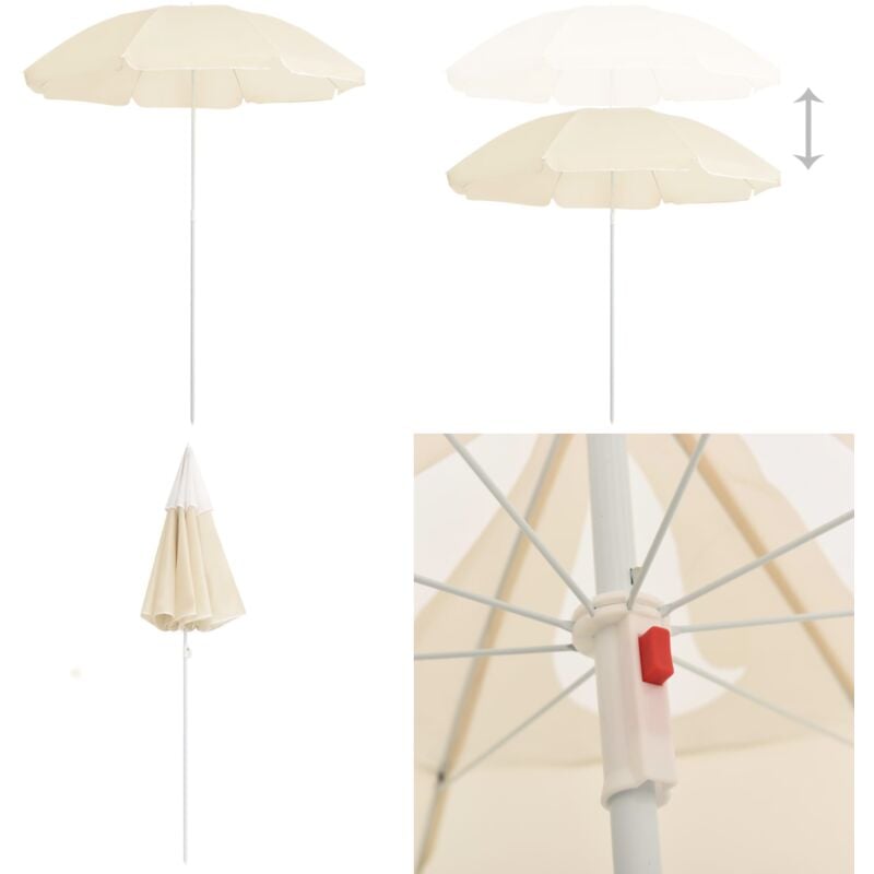 Sonnenschirm mit Stahlmast Sandfarbe 180 cm - Sonnenschirm - Gartenschirm - Terrassen Parasol - Polyester Sonnenschirm - Blumenmuster - Home & Living