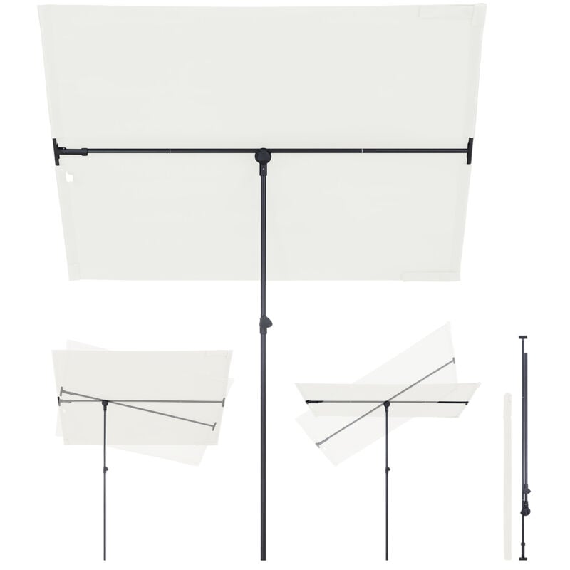 Sonnenschirm Rechteckig 130x180 cm Sonnenschirm Terrasse Balkonschirm Individuell Verstellbar - Sonnenschutz UV50+, Creme - Sekey