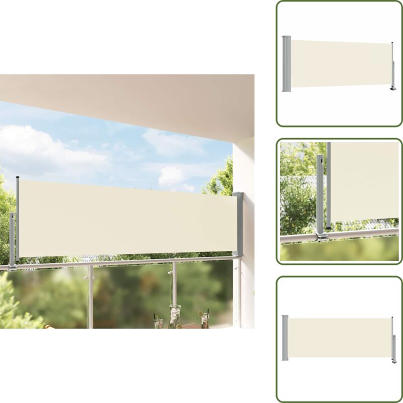 Ausziehbare Seitenmarkise 100 x 300 cm Creme - Balkonmarkise - Markise Für Balkon - Sonnenschutz Balkon - Seitenmarkise - Gartensonnenschutz