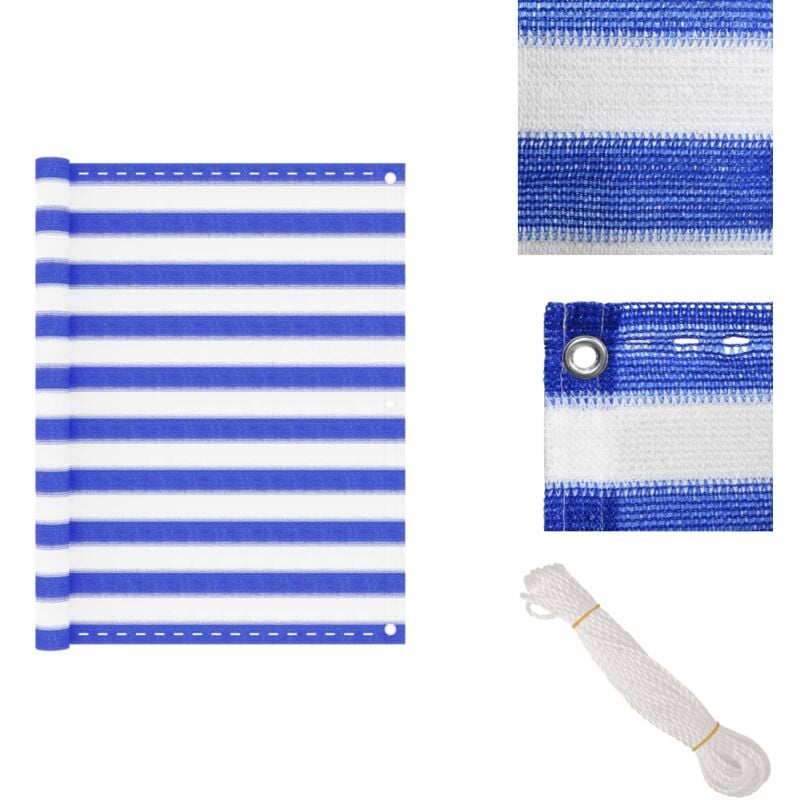 Vidaxl - Balkon-Sichtschutz Blau und Weiß 120x500 cm hdpe - Balkon Sichtschutz - hdpe Sichtschutz - Windsack - Wasserdichter Sichtschutz - uv