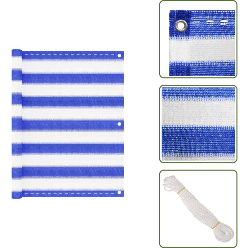 Vidaxl - Balkon-Sichtschutz Blau und Weiß 75x500 cm hdpe - Balkon Sichtschutz - hdpe Sichtschutz - Windsack - Wetterschutz - uv Beständig