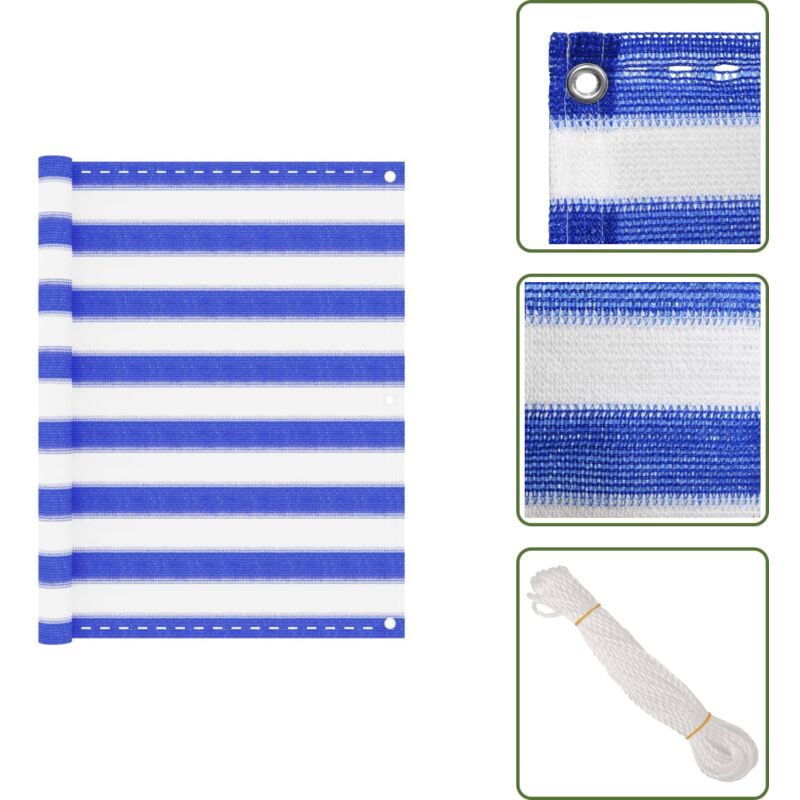 Vidaxl - Balkon-Sichtschutz Blau und Weiß 90x300 cm hdpe - Balkon Sichtschutz - hdpe Sichtschutz - Windsack - Wasserdichter Sichtschutz - uv