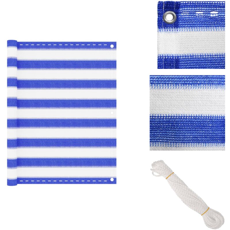 Vidaxl - Balkon-Sichtschutz Blau und Weiß 90x500 cm hdpe - Balkon Sichtschutz - hdpe Sichtschutz - Windsichtsschutz - Wasserschutz - UV-Schutz
