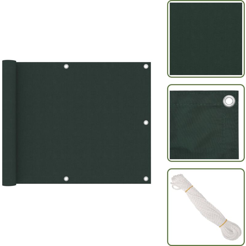 Vidaxl - Balkon-Sichtschutz Dunkelgrün 75x300 cm Oxford-Gewebe - Balkon Sichtschutz - Windschutz - Wasserfest - uv Schutz - Oxford Gewebe