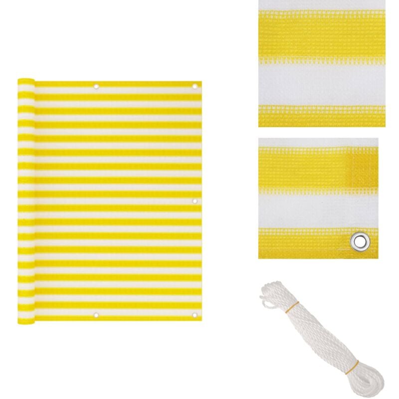 Vidaxl - Balkon-Sichtschutz Gelb und Weiß 120x600 cm hdpe - Balkon Sichtschutz - hdpe Sichtschutz - Gelber Balkon Schirm - Weisser Balkon Schirm