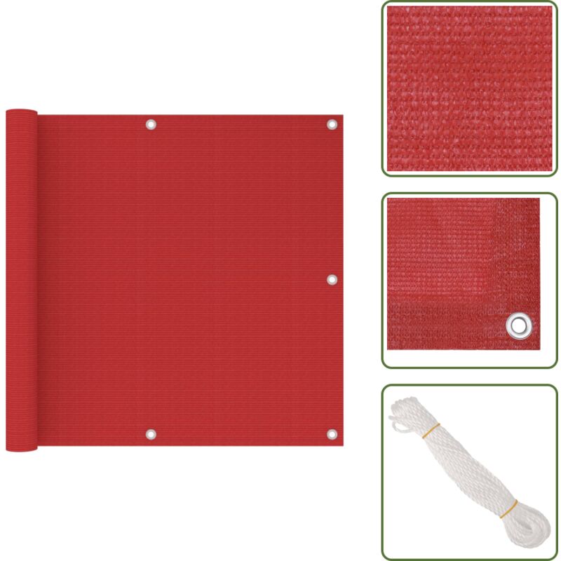 Vidaxl - Balkon-Sichtschutz Rot 90x300 cm hdpe - Balkon Sichtschutz - hdpe - Sonnen Schutz - Windschild - Privacy Screen