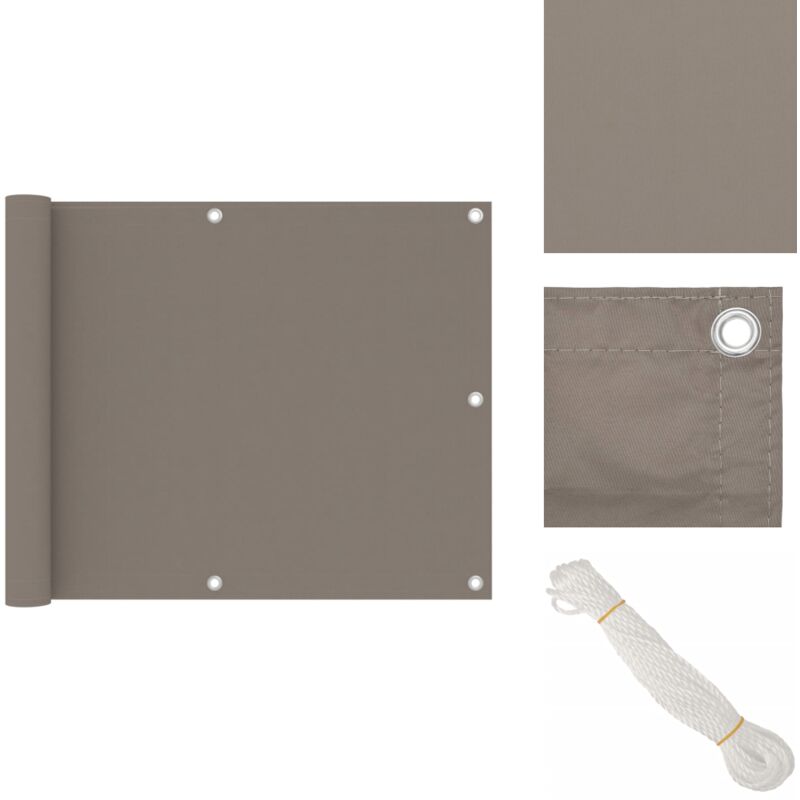 Balkon-Sichtschutz Taupe 75x400 cm Oxford-Gewebe - Balkon Sichtschutz - Privatsphäre Im Freien - Windschutz - Wasserfestes Gewebe - UV Schutz