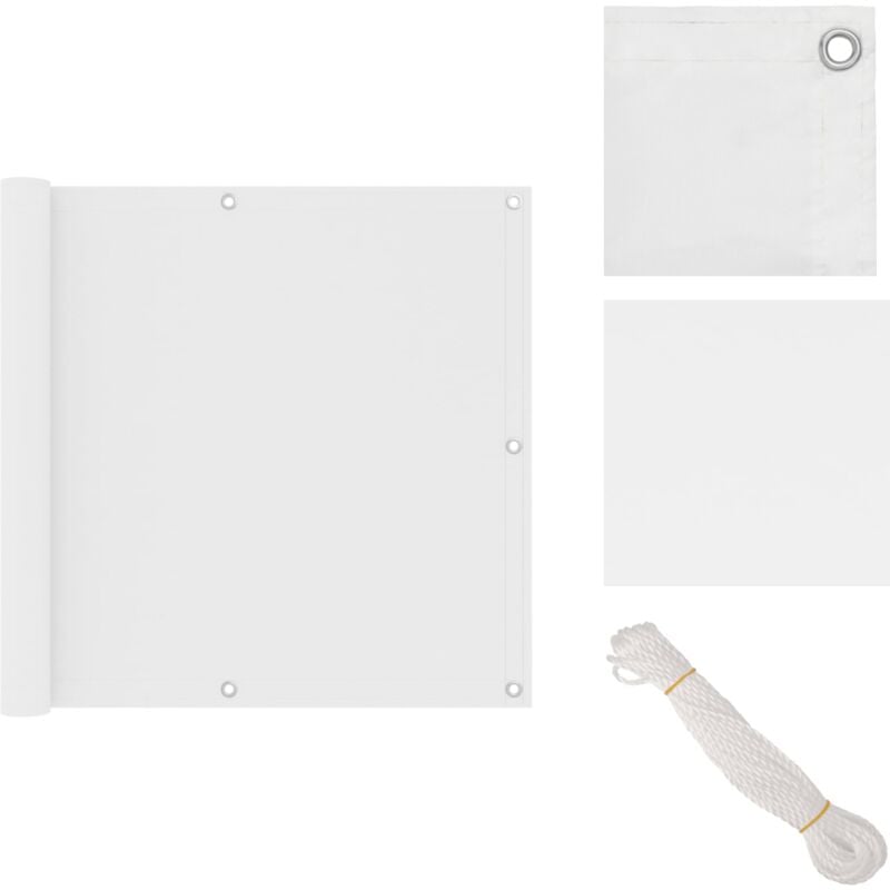 Vidaxl - Balkon-Sichtschutz Weiß 90x300 cm Oxford-Gewebe - Balkon Sichtschutz - Windschutz Für Balkon - Wasserabweisender Sichtschutz - uv Schutz