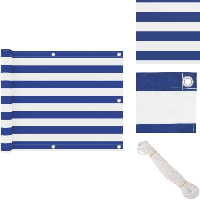 Vidaxl - Balkon-Sichtschutz Weiß und Blau 75x500 cm Oxford-Gewebe - Balkon Sichtschutz - Windschutz - Wasserfest - uv Schutz - Oxford Gewebe