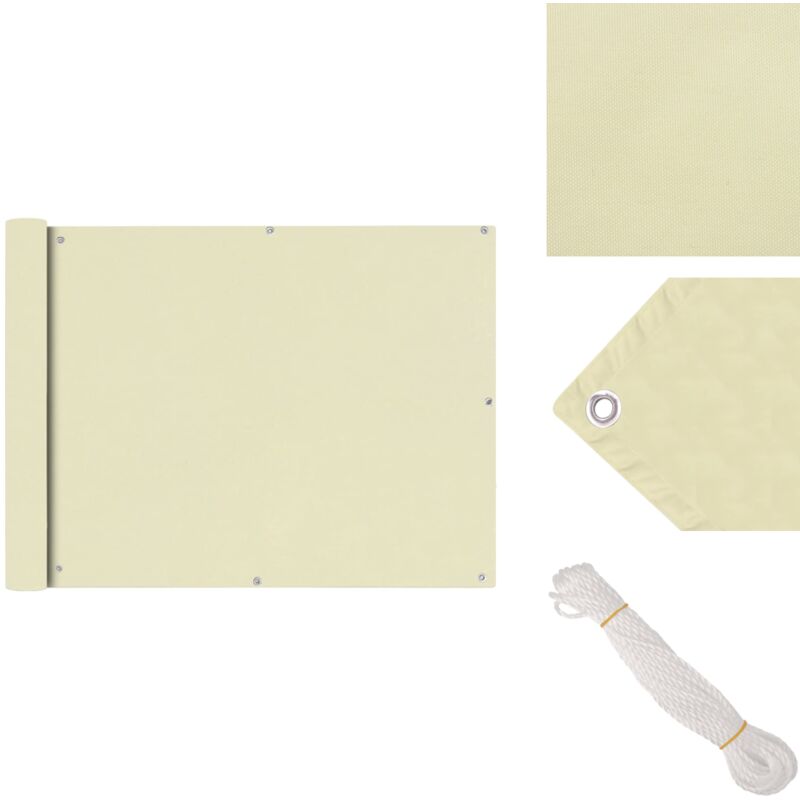 Vidaxl - Balkonsichtschutz Oxfordgewebe 90x600 cm Creme - Balkon Privacy Screen - Sichtschutz Für Balkon - Windschutz - Wasserfest - uv Schutz