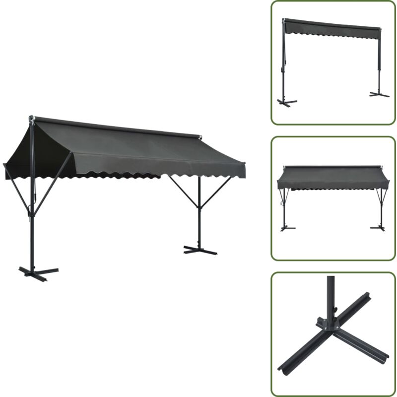 Freistehende Markise 400x300 cm Anthrazit - Freistehende Markise - Gartensonnenmarkise - Sonnenschutz - Outdoor Möbel - Terrassenüberdachung