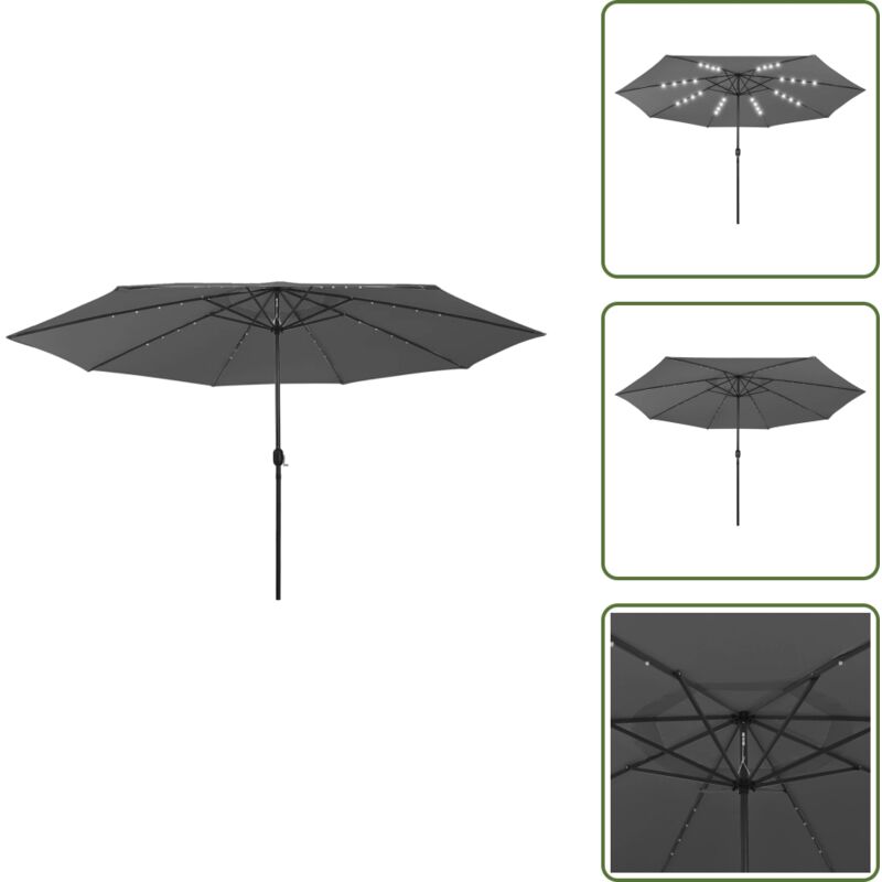 The Living Store Sonnenschirm mit LED-Beleuchtung 400 cm Anthrazit - LED-Beleuchtung