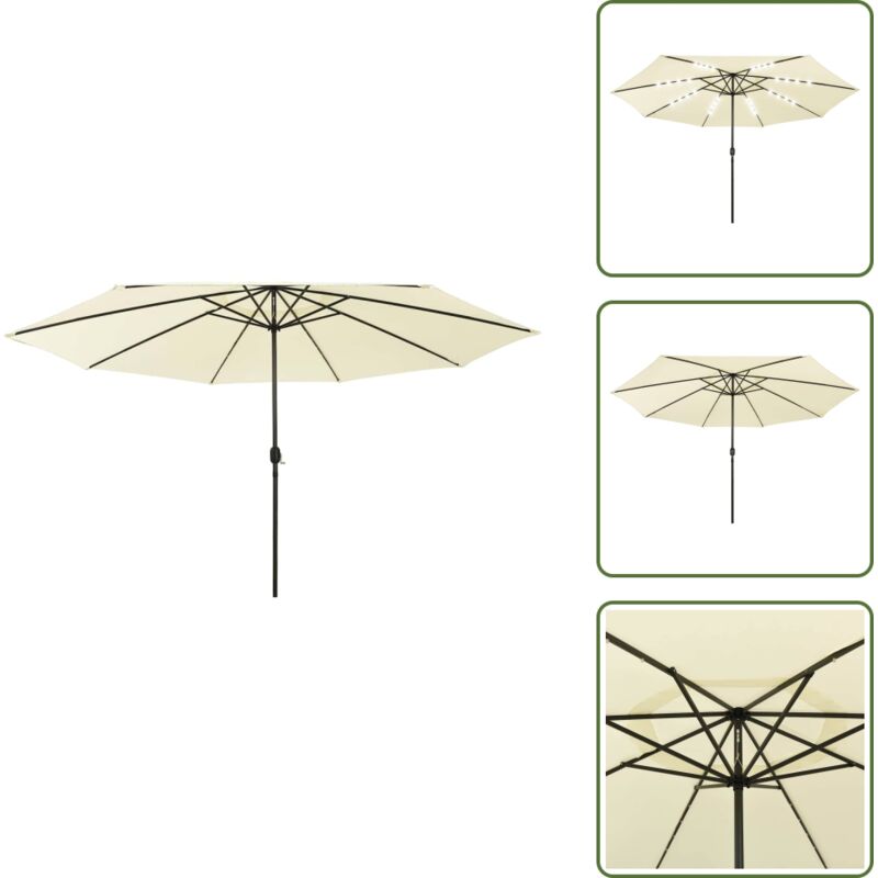 Sonnenschirm mit LED-Beleuchtung 400 cm Sandweiß - Gartenschirm - Sonnenschutz - Outdoor Möbel - led Beleuchtung - Patio Dekoration