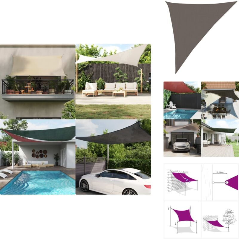 Vidaxl - Sonnensegel 160 g/m² Anthrazit 3x4x5 m hdpe - Sonnensegel - hdpe Sonnensegel - Gartensonnensegel - Dreiecksförmiges Sonnensegel