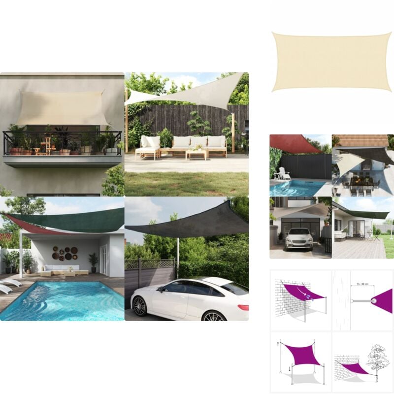 Vidaxl - Sonnensegel 160 g/m² Creme 2x3,5 m hdpe - Sonnensegel - hdpe Sonnensegel - Gartensonnensegel - Sonnenschutz - Outdoor Sonnensegel