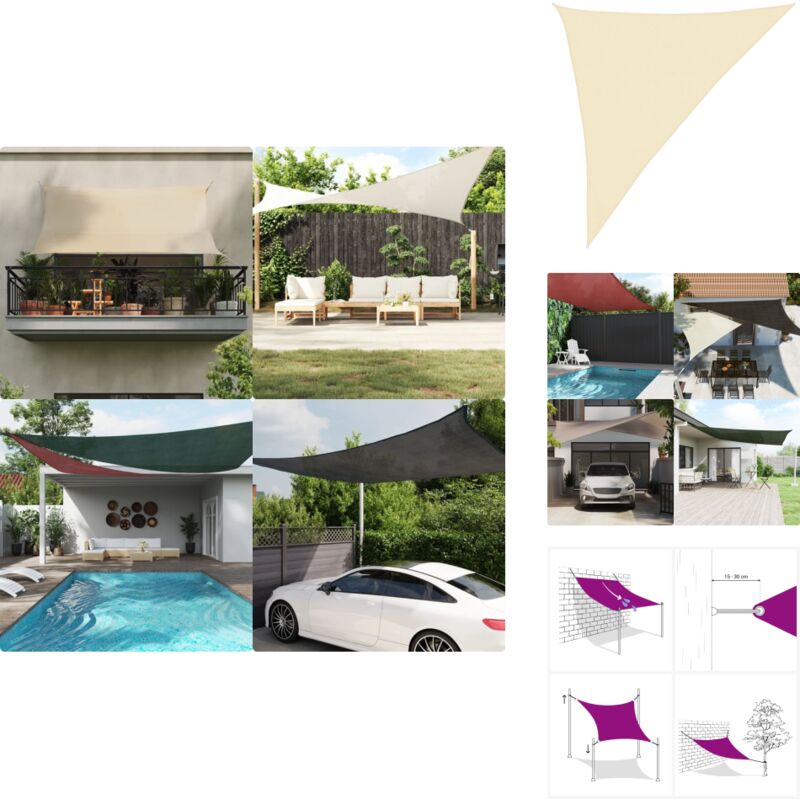 Sonnensegel 160 g/m² Creme 3x4x5 m HDPE - Sonnensegel - HDPE Sonnensegel - Gartensonnensegel - Dreiecksförmiges Sonnensegel - Sonnenschutz Für Garten