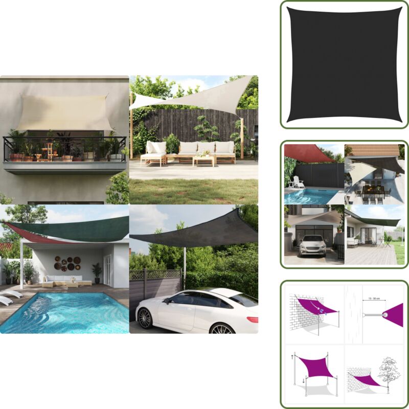 Vidaxl - Sonnensegel 160 g/m² Schwarz 4,5x4,5 m hdpe - Sonnensegel - hdpe Sonnensegel - Gartensonnensegel - Markisen - Schattenspender