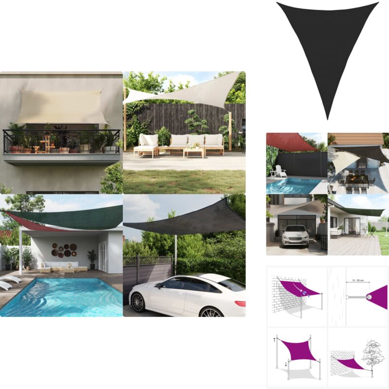 Vidaxl - Sonnensegel 160 g/m² Schwarz 5x6x6 m hdpe - Sonnensegel - hdpe Sonnensegel - Gartensonnensegel - Dreiecksförmiges Sonnensegel