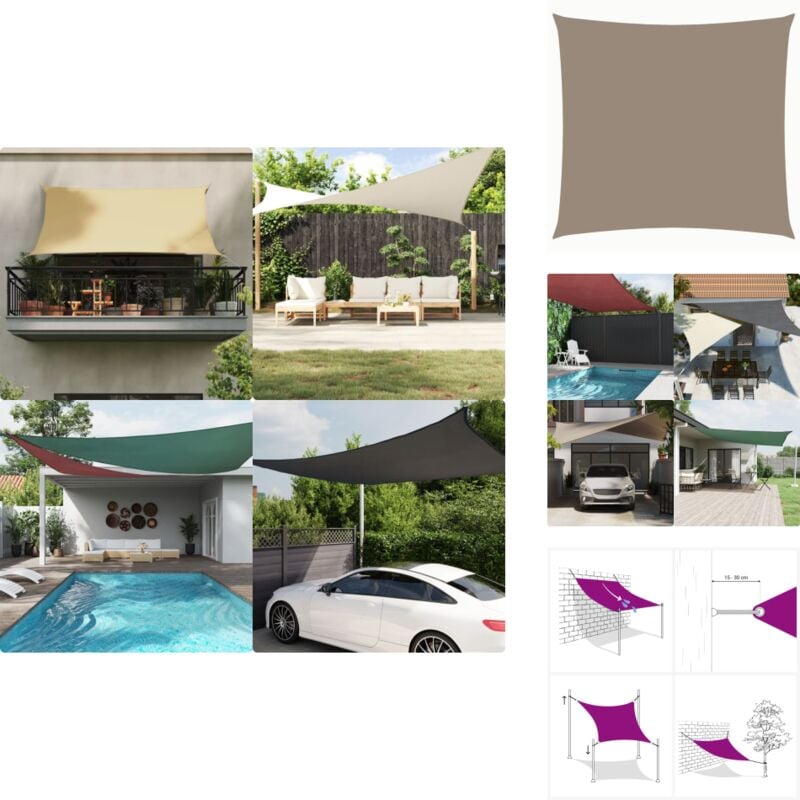 Sonnensegel Oxford-Gewebe Quadratisch 2x2 m Taupe - Sonnensegel - Sonnenschutz - Oxford-Gewebe - Quadratisches Sonnensegel - Garten Sonnensegel