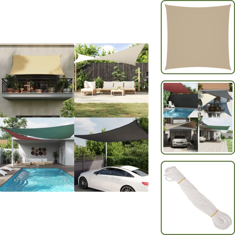 Vidaxl - Sonnensegel Oxford-Gewebe Quadratisch 4x4 m Beige - Sonnensegel - Oxford-Gewebe - Sonnenschutz - Gartensonnensegel - uv Schutz
