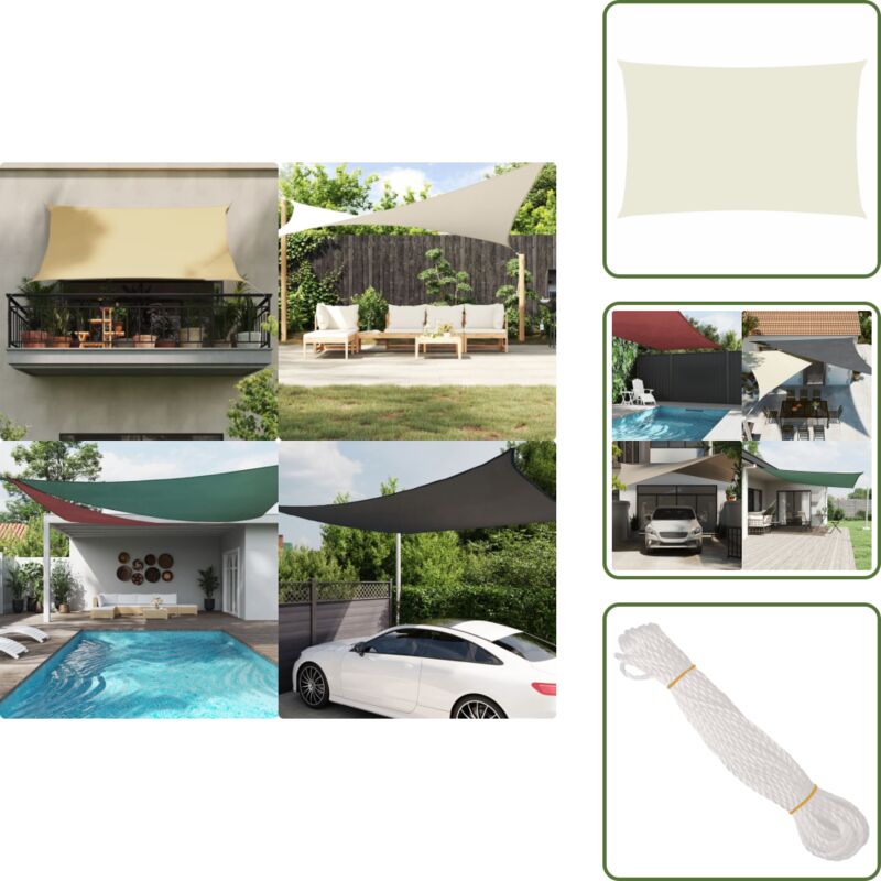 Vidaxl - Sonnensegel Oxford-Gewebe Rechteckig 2x5 m Creme - Sonnensegel - Sonnenschutz - Gartensonnensegel - Oxford-Gewebe - Rechteckiges Sonnensegel