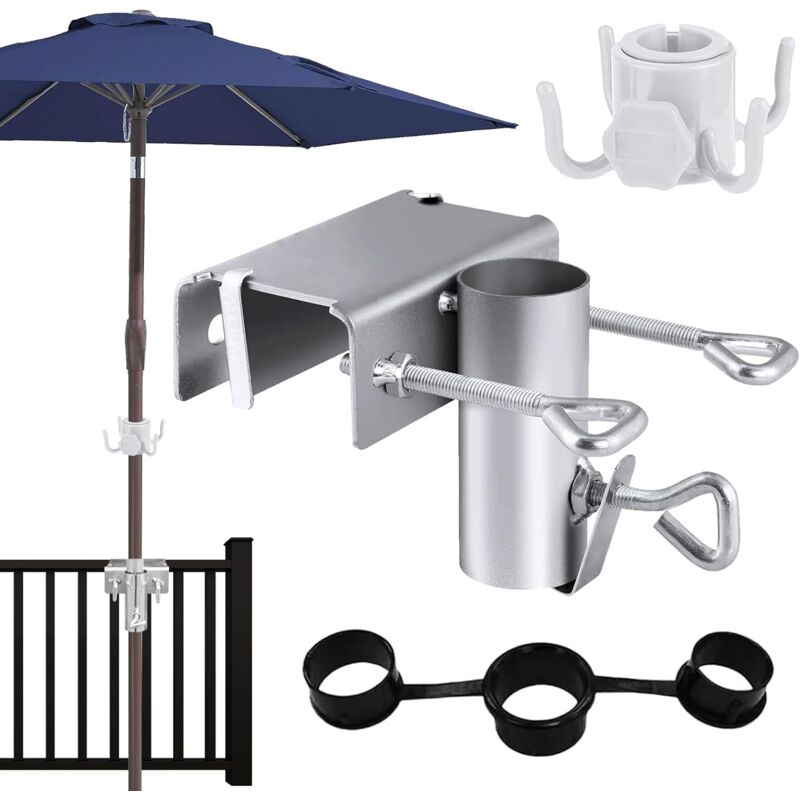 Coocheer - Sonnenschirmständer für Balkon, verstellbarer Balkon-Sonnenschirmständer ø 25–38 mm, Sonnenschirm-Balustradenbefestigung für Balkon und