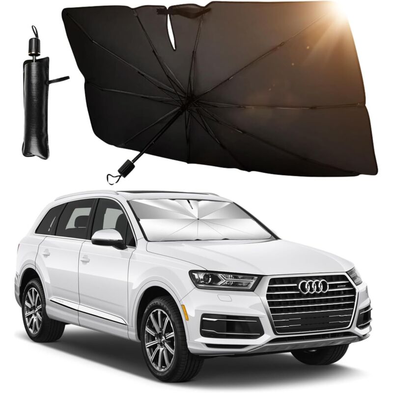 Sonnenschutz für die Vorderseite des Autos, 140 x 79 cm, faltbar, passend für die meisten Autos, SUVs und LKWs, UV-Schutz