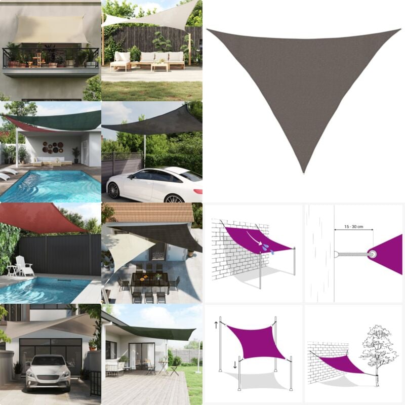 Sonnensegel 160 g/m² Anthrazit 3x3x4,2 m HDPE - Sonnensegel - HDPE Sonnensegel - Gartensonnensegel - Dreiecksförmiges Sonnensegel - Schattenspender