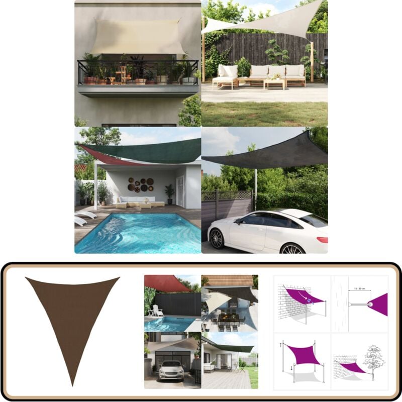 Vidaxl - Sonnensegel 160 g/m² Braun 3x4x4 m hdpe - Sonnensegel - hdpe Sonnensegel - Gartensonnensegel - Dreiecksförmiges Sonnensegel - Braunes
