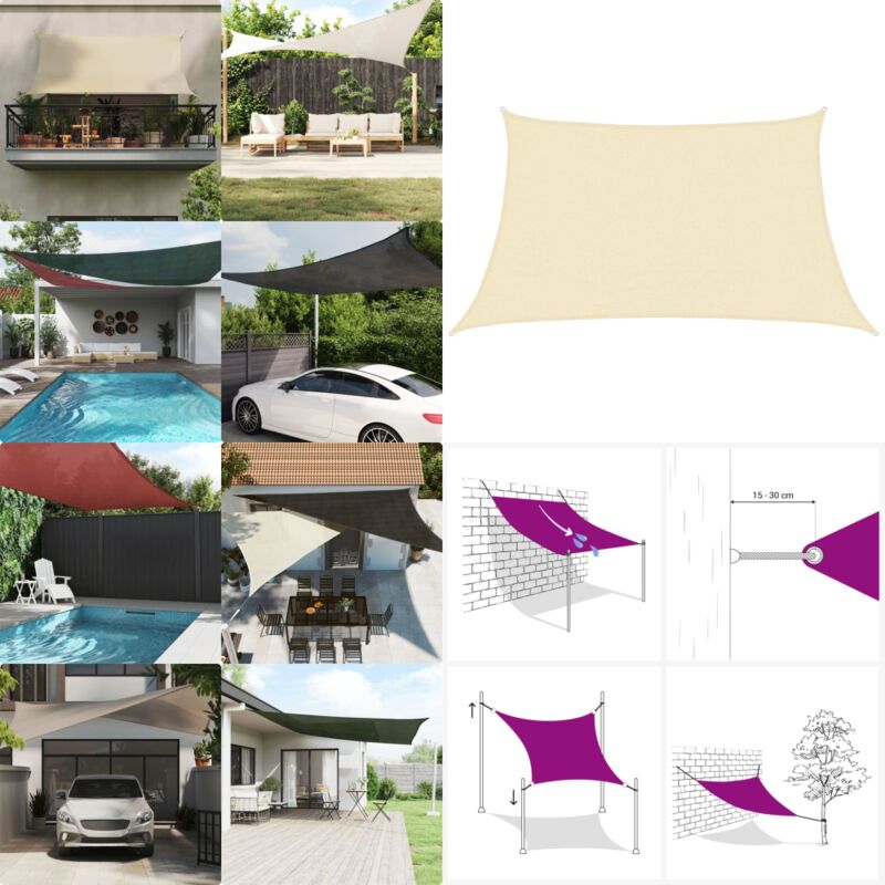 Sonnensegel 160 g/m² Creme 3/4x2 m HDPE - Sonnensegel - HDPE Sonnensegel - Gartensonnensegel - Sonnenschutz Für Garten - Balkon Sonnensegel - Home &