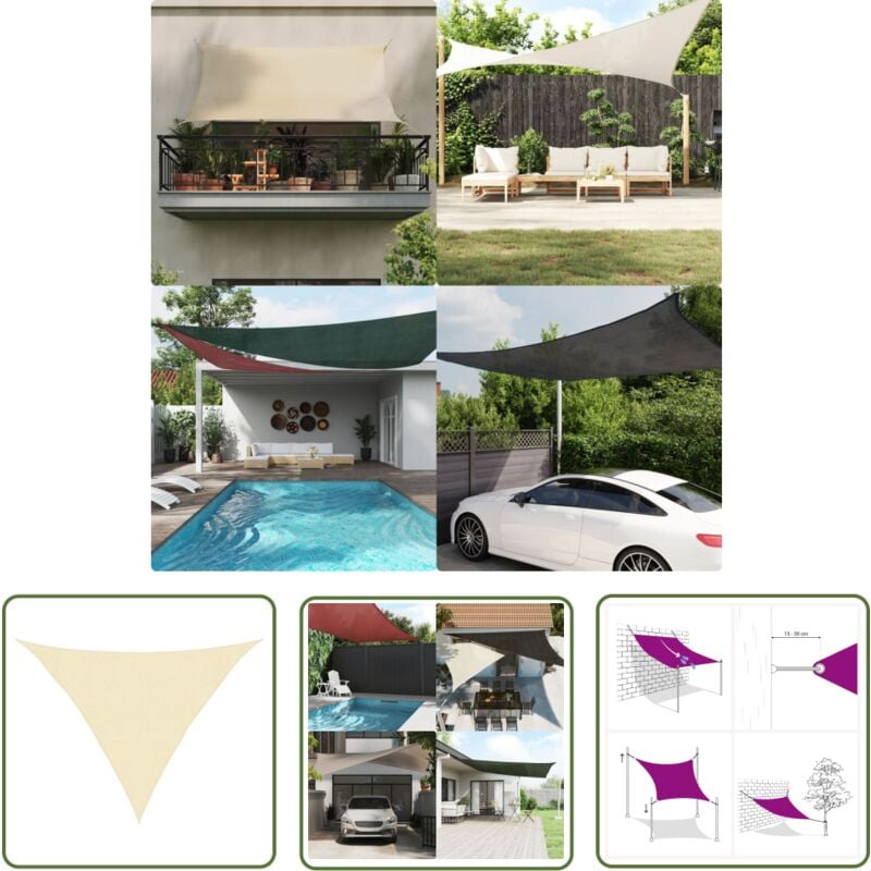 Longziming - The Living Store Sonnensegel 160 g/m² Creme 3x3x4,2 m hdpe - Sonnensegel - hdpe Sonnensegel - Gartensonnensegel - Dreiecksförmiges
