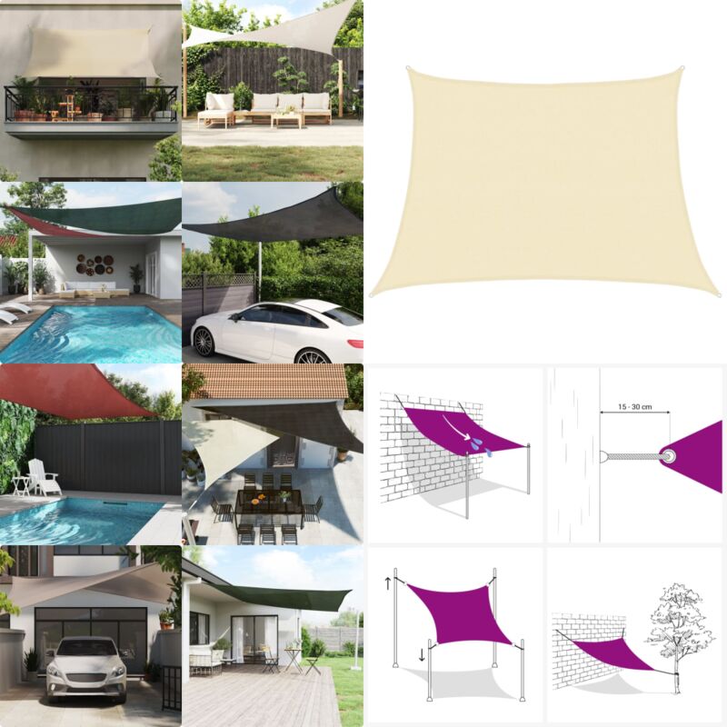 Sonnensegel 160 g/m² Cremeweiß 4/5x3 m hdpe - Sonnensegel - hdpe Sonnensegel - Gartensonnensegel - Terrassenüberdachung - Balkonabdeckung - Home &