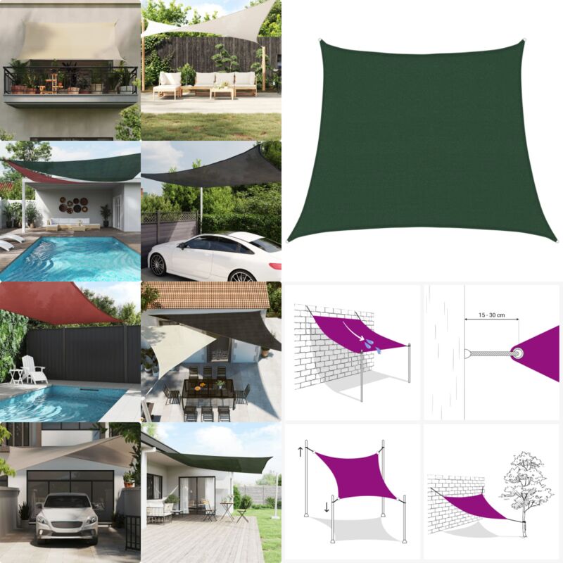 Sonnensegel 160 g/m² Dunkelgrün 3/4x3 m hdpe - Sonnensegel - hdpe Sonnensegel - Gartensonnensegel - Terrassenüberdachung - Balkonschutz - Home &