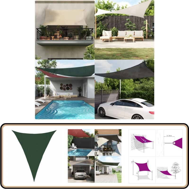 Sonnensegel 160 g/m² Dunkelgrün 3x4x4 m hdpe - Sonnensegel - hdpe Sonnensegel - Gartensonnensegel - Dreiecks-Sonnensegel - Sonnenschutz Für Garten
