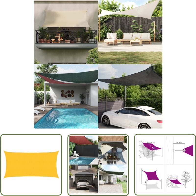 Longziming - The Living Store Sonnensegel 160 g/m² Gelb 2,5x4,5 m hdpe - Sonnensegel - hdpe Sonnensegel - Gartensonnensegel - Gelbes Sonnensegel