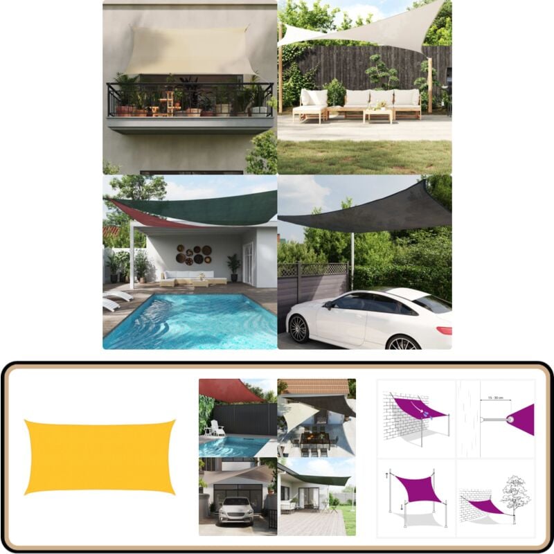 Vidaxl - Sonnensegel 160 g/m² Gelb 2,5x4,5 m hdpe - Sonnensegel - hdpe Sonnensegel - Gartensonnensegel - Gelbes Sonnensegel - Rechteckiges Sonnensegel