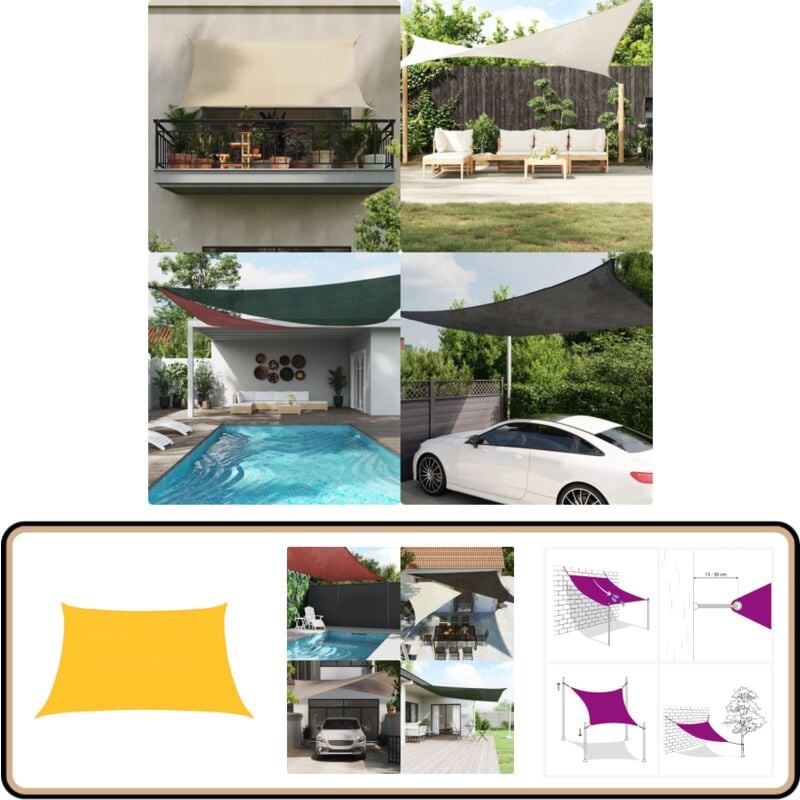 Vidaxl - Sonnensegel 160 g/m² Gelb 3/4x2 m hdpe - Sonnensegel - hdpe Sonnensegel - Gelbes Sonnensegel - Gartensonnensegel - Terrassenüberdachung