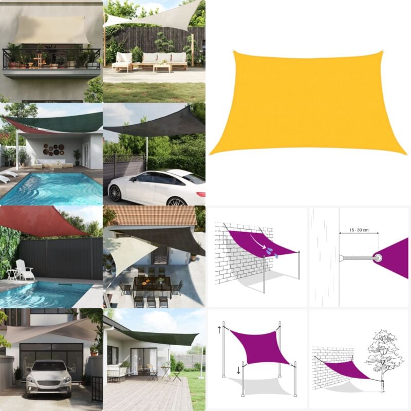 Sonnensegel 160 g/m² Gelb 3/4x2 m hdpe - Sonnensegel - hdpe Sonnensegel - Gelbes Sonnensegel - Gartensonnensegel - Terrassenüberdachung - Home &